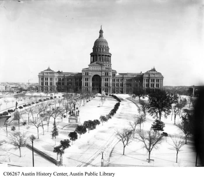 Texas Capitol in the snow